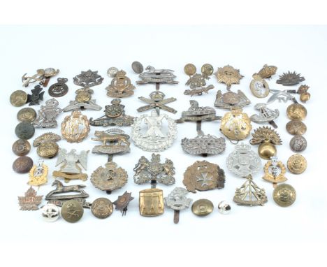 Sundry British army and other cap badges etc including a Central India Horse cap badge and a Birkenhead &amp; District VTC bu