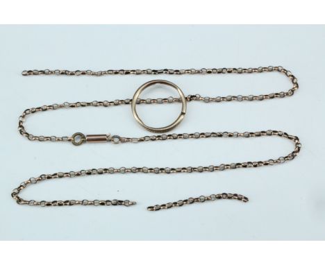 A 19th Century yellow metal split ring together with a fragment of a guard chain, 3.1 g