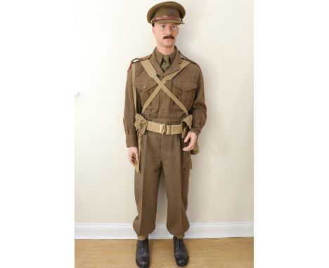 A mannequin display representing a post-War Border Regiment captain in Battledress with Pattern 1937 accoutrements