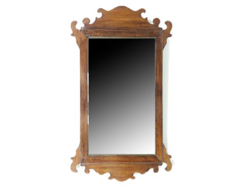 An old reproduction Georgian mahogany fret mirror, 49 cm x 28 cm