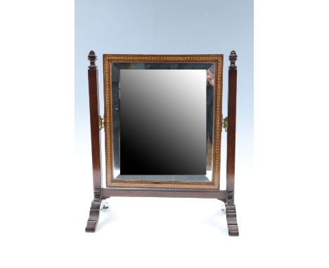 A diminutive cross-banded mahogany dressing table mirror, 37 cm high