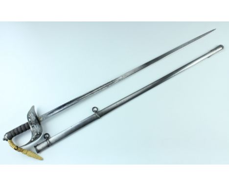 A Victorian Pattern 1897 infantry officer's sword, having a steel scabbard