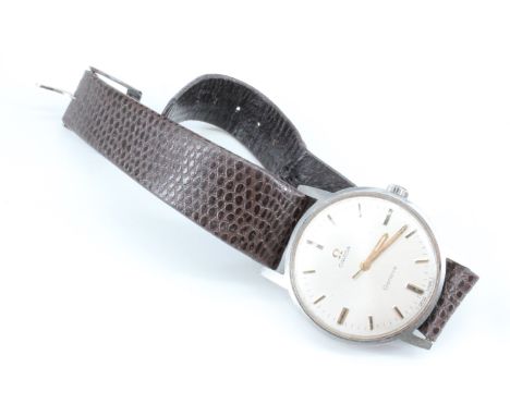 A 1970s Omega stainless steel wristwatch, having a calibre 601 17-jewel manual-wind movement, the radially-brushed silver fac
