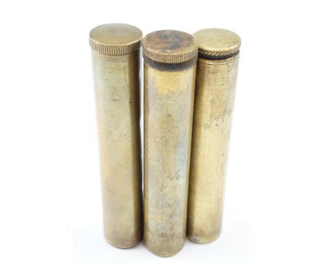 Three British army Lee Enfield rifle oil bottles