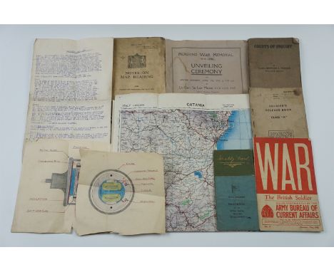 Sundry items of military ephemera including a programme of the Pickering War memorial 1914 - 1918 Unveiling Ceremony, HMS Ral