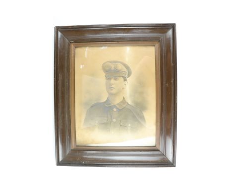 Six various great War British army framed photographic portrait and unit photographs, including a head and shoulders portrait