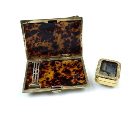 A vintage gilt metal cigarette case by Joseph Gloster of Birmingham and branded "Aloid", of rectangular form with canted edge