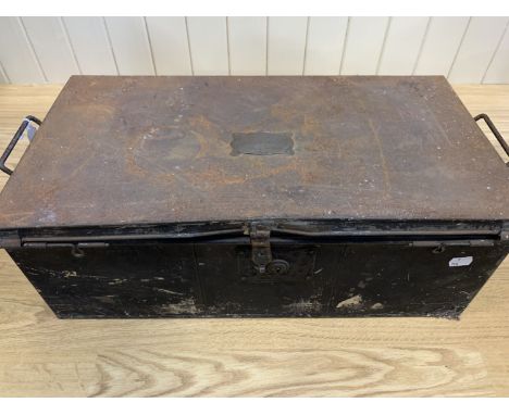A Victorian British army officer's uniform trunk, the lid bearing a brass plaque engraved "V J Reynolds Esq, 1st Somerset Mil