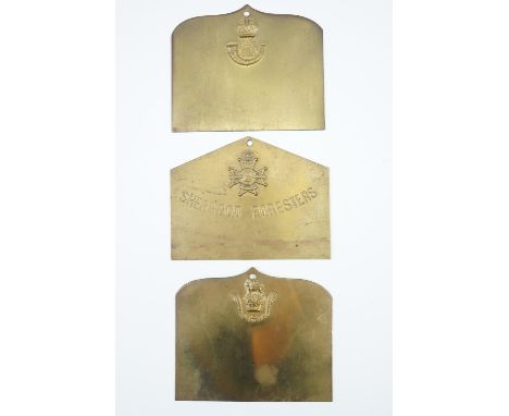 Three various early-to-mid 20th Century British army other ranks' brass duty plates