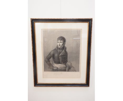 An early 19th Century portrait engraving of a young Napoleon Bonaparte, three quarter length portrait in uniform, A Appiani p