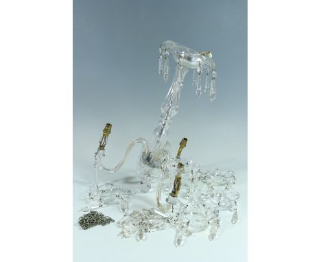 A 20th Century three branch chandelier , 44 cm high x 30 cm diameter