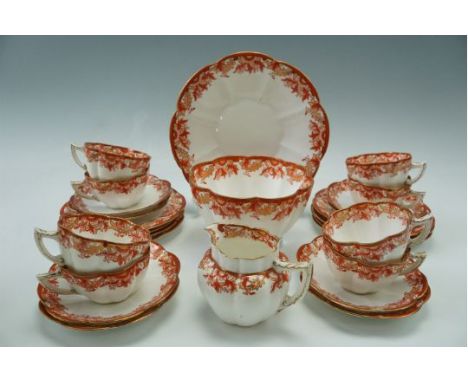A Victorian Wileman &amp; Co Foley china part teaset, cake plate (a/f). [Shelley] 