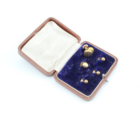 A vintage 9 ct gold shirt stud, 1 g, together with four other rolled gold studs and a case