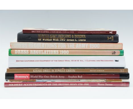 A group of books on 20th Century British army history, uniforms and insignia, together with a book on military accoutrements