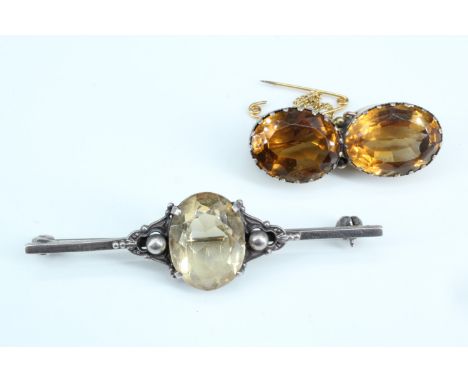 Two antique / vintage citrine brooches 