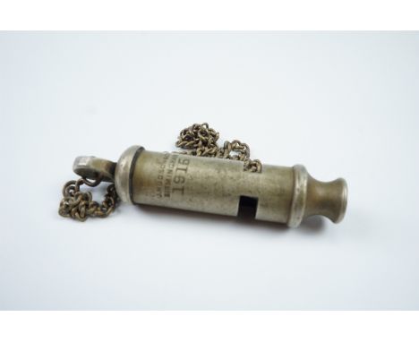 A Great War British army 1915 dated Beaufort type whistle 