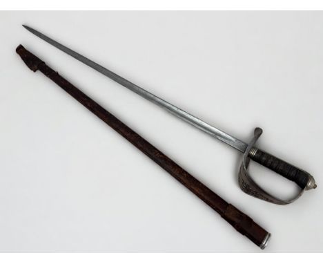 A British George V 1897 pattern infantry officers sword and scabbard, with 82cm blade.