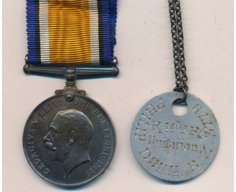 First World War - P. Dunn - BWM to B.Z.3779 P. Dunn Sig R.N.V.R. extremely fine, with ID disc. With copied R.N. Silver War Ba