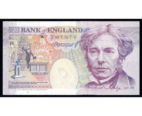ERROR £20 Kentfield B371 issued 1991 first series E12 038318, completely missing the Queen`s portrait at right, about uncircu