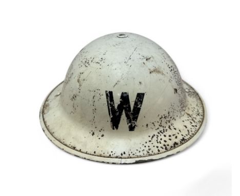 British WW2 home front white wardens helmet.
