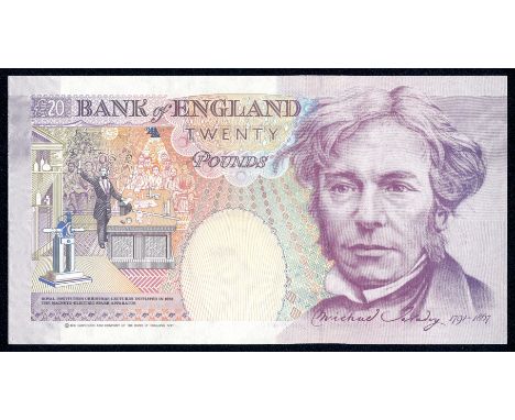 ERROR £20 Kentfield B371 issued 1991 first series E12 038317, completely missing the Queen`s portrait at right, the abdicatio
