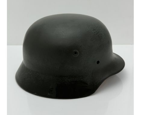 WWII original German M40 steel combat helmet shell. Marked clearly NS66 to side inner rim, DN44 to back inner rim. Decals rem