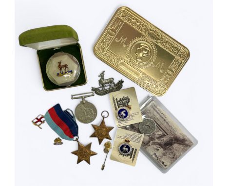 Second World War – small medal group including 1939-1945 War Medal, The Italy Star, The 1939-1945 Star, Royal Warwickshire Ca