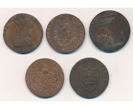 Coins And Tokens to include:  1793 Lancashire Manchester Obverse porter carrying a load MANCHESTER HALFPENNY1793, Reverse Coa