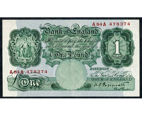 K.O. Peppiatt £1 note , first series, A84A 478374, about uncirculated. (Duggleby B239)