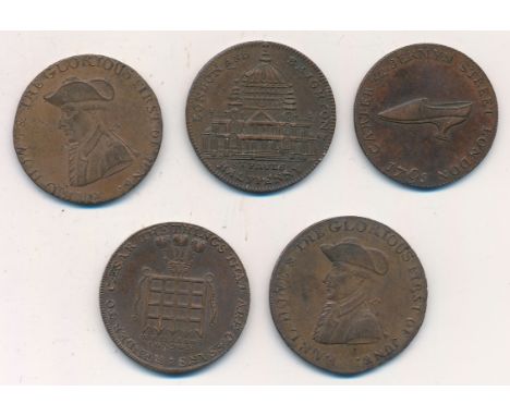 Coins And Tokens to include: 1794 Hampshire Hemsworth  Obverse Earl Howe,  EARL HOWE & THE GLORIOUS FIRST OF JUNE, Reverse Sa