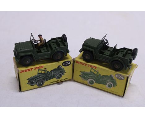 Two boxed Dinky die-cast models no. 674, one figure missing 