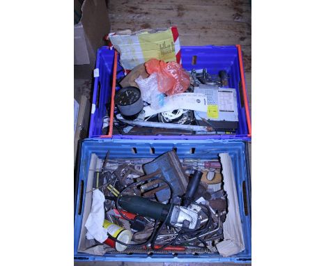 Two boxes of misc tools and accessories, shipping unavailable 