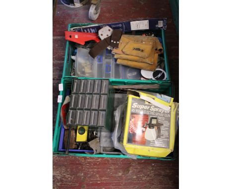 Two boxes of misc tools and accessories, shipping unavailable 