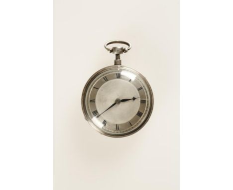 A GENTLEMAN'S EARLY 19TH CENTURY SWISS SILVER REPEATING POCKET WATCH, the silvered engine turned dial with Roman numerals, th