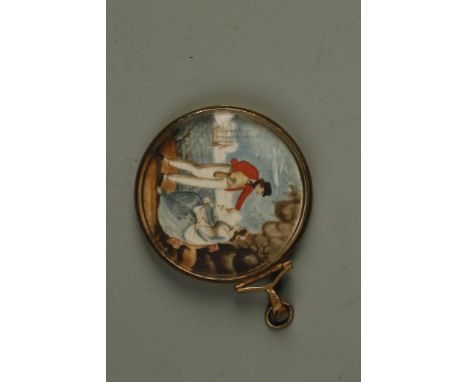 A PORTRAIT MEDALLION 'THE SAILOR'S RETURN', with a sailor passing money to a seated lady, with a ship to the distance, circul