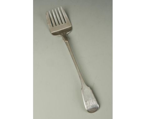 A SERVING FORK of fiddle pattern, monogrammed, by William Traies, London 1826, 11.5" long (c.4oz)