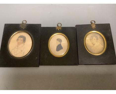   Three portrait miniatures of John Burges, largest 8.5cm