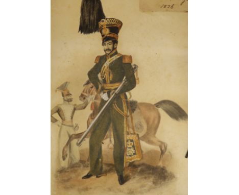   Early 19th century English School, watercolour, Portrait of Captain Richard Burges, Cornet Cape Cove Cavalry (1802-1848), i