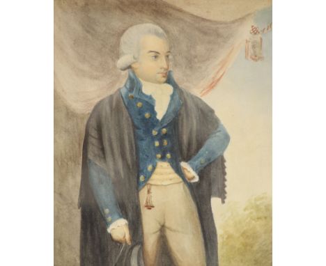   19th century English School, watercolour, Portrait of John Henry Burges of Oxford, 22 x 19cm