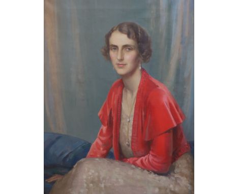   James Penniston Barraclough ROI (1891-1942), oil on canvas, Half length Portrait of Lady Grace Brentford, signed and dated 