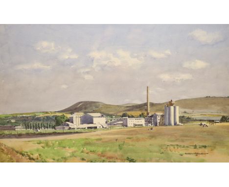   Norman Wilkinson (1878-1971), watercolour, Pitstone Cement plant, Buckinghamshire, signed, 34 x 52 cm.