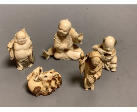   Five Japanese ivory netsuke, 19th/early 20th century