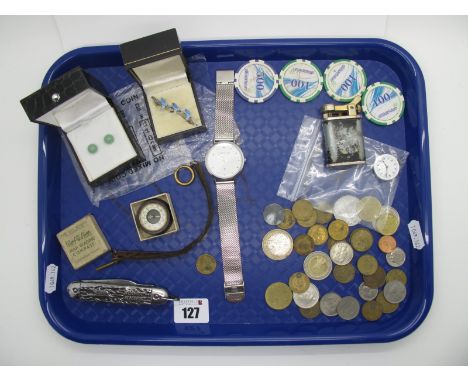 An Enamel Swallow Bar Brooch, (enamel loss) stamped "StgSil"; 'The Boy Scouts Association' map reading compass in original bo