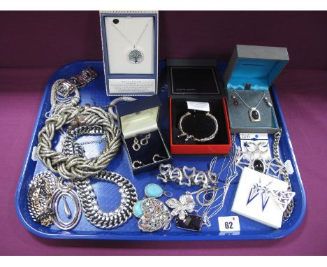 Assorted Costume Jewellery, including earrings, ceramic Celtic design brooch, bangle, necklaces, etc :- One Tray 