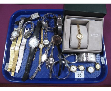 Assorted Ladies Wristwatches, including Rotary, D&amp;G, etc :- One Tray 