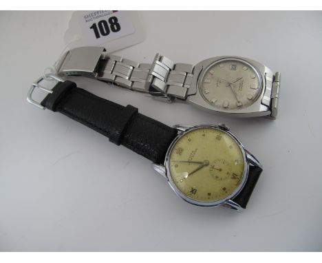 Dicto; A Vintage 'Ancre 15 Rubis' Gent's Wristwatch, the signed dial with Roman numerals, dot markers and seconds subsidiary 