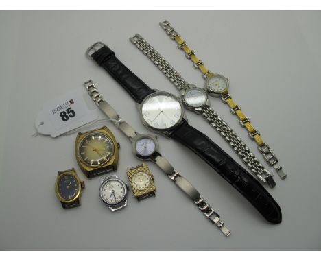 Four Vintage Wristwatch Heads, including Everite, Smiths, Timex, etc; together with four modern wristwatches, including Limit