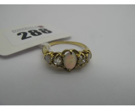 An Antique Opal Three Stone Ring, alternately set (finger size O). 