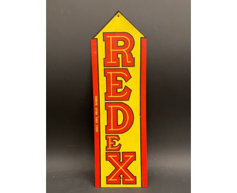 A Redex directional arrow card, 15 1/2 x 4 3/4".