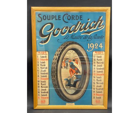 A rare set of seven Goodrich Tyres calendar posters, two for 1920 and five from 1924, excellent colour, purchased in Septembe